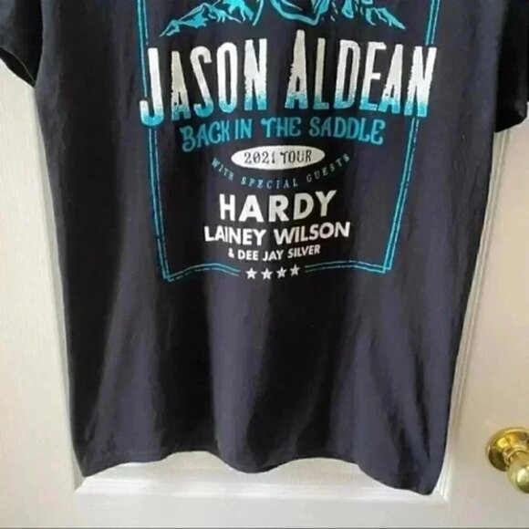 Jason Aldean T-Shirt Back in the Saddle 2021 Concert Tour Band Tee Black Medium - Picture 7 of 16